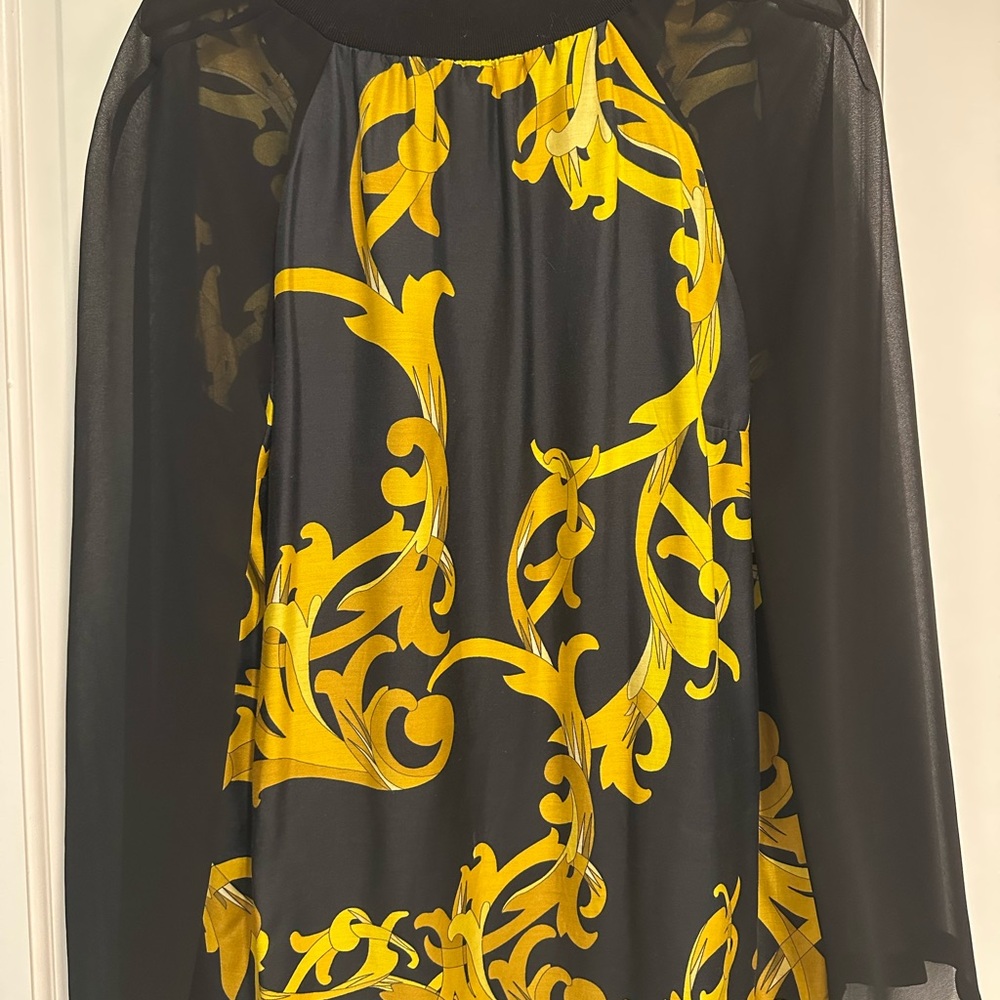 Versace black and yellow top with shear sleeves.unworn .still in tags